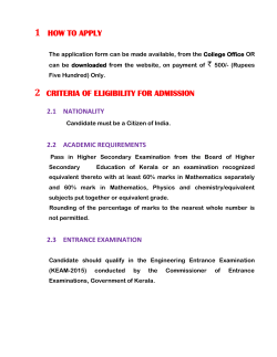 1 how to apply 2 criteria of eligibility for admission