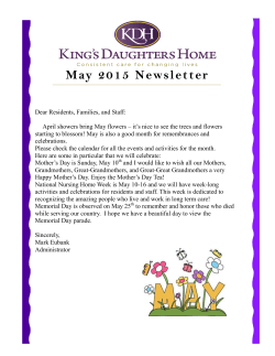 May 2015 Newsletter - King`s Daughters Home