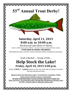 53 Annual Trout Derby! Help Stock the Lake!