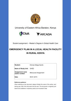 University of Eastern Africa Baraton, Kenya EMERGENCY PLAN IN