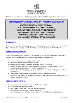 EDUCATION OFFICERS (GMG/EO 2) â PRIMARY SUPERVISION