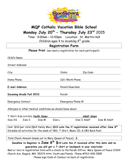 VBS Registration Form - Mary Queen of Peace Catholic Church