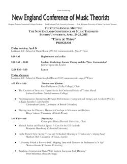 âThirty @ Thirtyâ - New England Conference of Music Theorists
