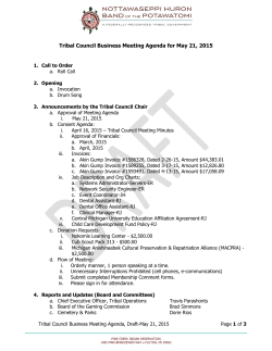 Tribal Council Business Meeting Agenda for May 21, 2015