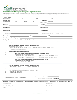 Human Resource Management Programs Registration Form