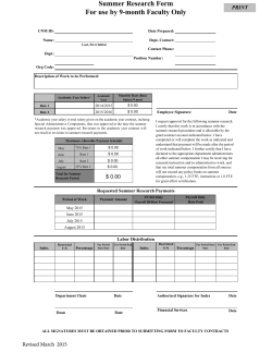 Summer Research Form For use by 9-month