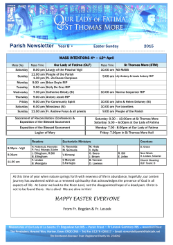 Parish Newsletter Year B - Our Lady of Fatima and St. Thomas More