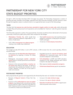 PFNYC 2015 State Budget Priorities