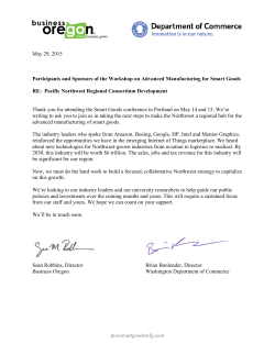 Letter from Directors - NSF Workshop on Advanced Manufacturing