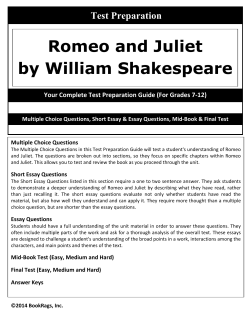 Romeo and Juliet - Test Preparation