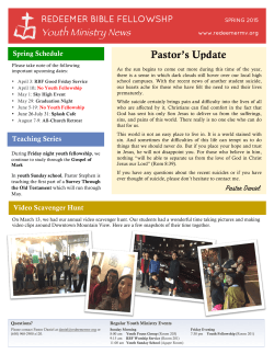 Youth Ministry News - Spring 2015