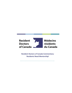 Residents Need Mentorship! - Resident Doctors of Canada
