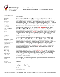 Sponsorship Letter - Ronald McDonald House of Ann Arbor
