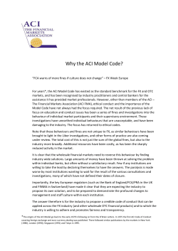 Why the ACI Model Code? - ACI The Financial Markets Association