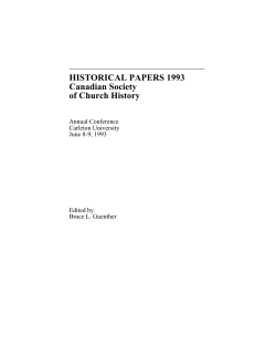 HISTORICAL PAPERS 1993 Canadian Society of Church History