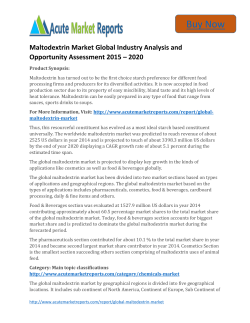 Global Maltodextrin Market 2015 to 2021 Trends, Growth and Forecast upto By Acute Market Reports