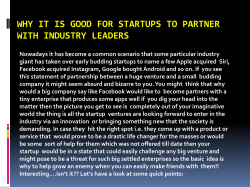 Why it is good for startups to partner with Industry leaders