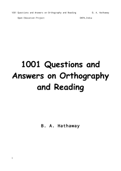 1001 Questions and Answers on Orthography and Reading   ... Open Education Project        ...