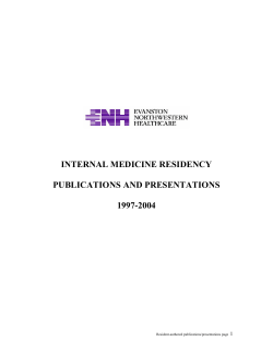 INTERNAL MEDICINE RESIDENCY  PUBLICATIONS AND PRESENTATIONS 1997-2004