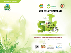 BOOK OF POSTER ABSTRACTS ‘Enriching Public Health Through Ayurveda’ 2 announcement