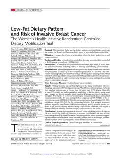 Low-Fat Dietary Pattern and Risk of Invasive Breast Cancer Dietary Modification Trial