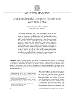 Understanding the Complete Blood Count With Differential CONTINUING EDUCATION