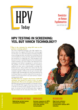 Newsletter on human papillomavirus HPV testing in screening: