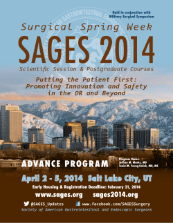 SAGES 2014 Surgical Spring Week ADVANCE PROGRAM