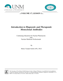 Introduction to Diagnostic and Therapeutic Monoclonal Antibodies  .::VOLUME 17, LESSON 1::.