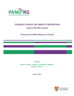 EVIDENCE UPDATE ON OBESITY PREVENTION Across the life-course