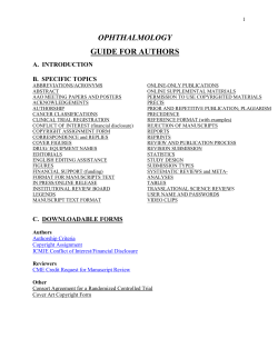 OPHTHALMOLOGY GUIDE FOR AUTHORS A.  INTRODUCTION