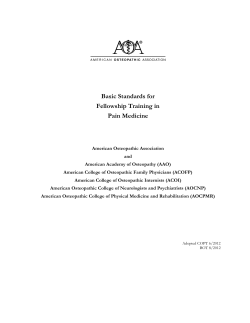 Basic Standards for Fellowship Training in Pain Medicine