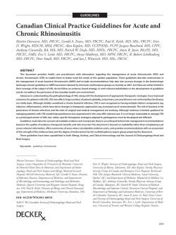 Canadian Clinical Practice Guidelines for Acute and Chronic Rhinosinusitis