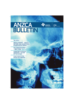 ANZCA BULLETIN SPECIAL REPORT – HEALTH REFORM AND ANAESTHESIA
