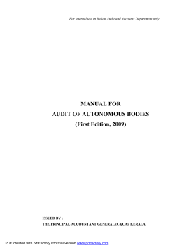 MANUAL FOR AUDIT OF AUTONOMOUS BODIES (First Edition, 2009)