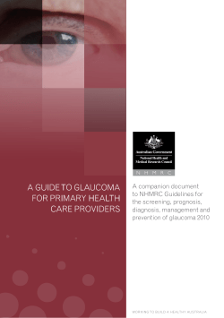 A GUIDE TO GLAUCOMA FOR PRIMARY HEALTH CARE PROVIDERS