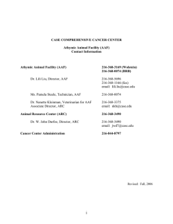 CASE COMPREHENSIVE CANCER CENTER Athymic Animal Facility (AAF) Contact Information