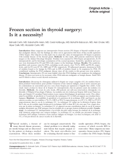 Frozen section in thyroid surgery: Is it a necessity? Original Article Article original