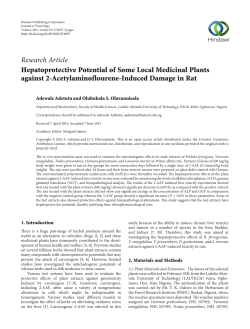 Research Article Hepatoprotective Potential of Some Local Medicinal Plants