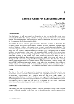 4 Cervical Cancer in Sub Sahara Africa Atara Ntekim Department of Radiation Oncology,