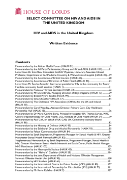 SELECT COMMITTEE ON HIV AND AIDS IN THE UNITED KINGDOM