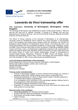 Leonardo da Vinci traineeship offer  Kingdom