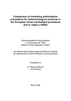 Comparison of marketing authorization procedures for biotechnological products in