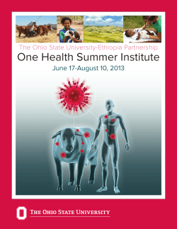 One Health Summer Institute June 17-August 10, 2013