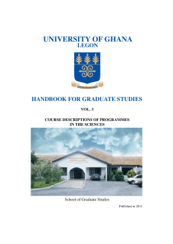 UNIVERSITY OF GHANA HANDBOOK FOR GRADUATE STUDIES LEGON School of Graduate Studies