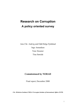 Research on Corruption A policy oriented survey Commissioned by NORAD