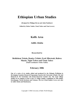 Ethiopian Urban Studies  Kolfe Area Addis Ababa