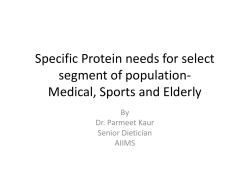 Specific Protein needs for select segment of population- Medical, Sports and Elderly By