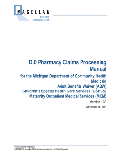 D.0 Pharmacy Claims Processing Manual