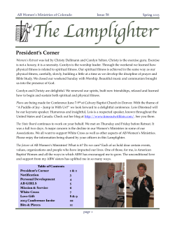 The Lamplighter  President’s Corner Issue 58!